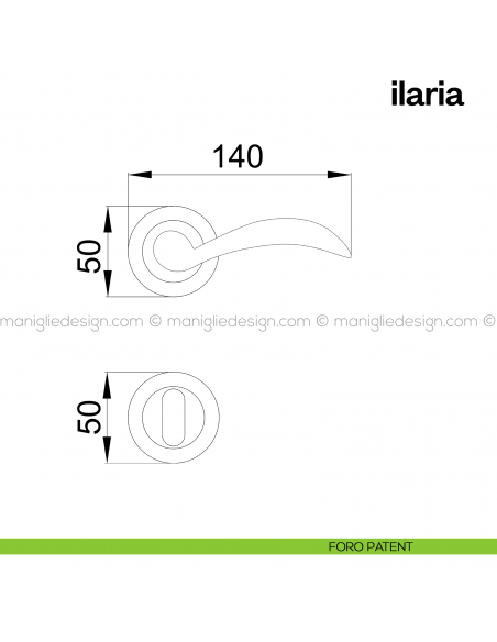 Maniglia per porta Ilaria Poggi Mariani con rosetta tonda foro patent