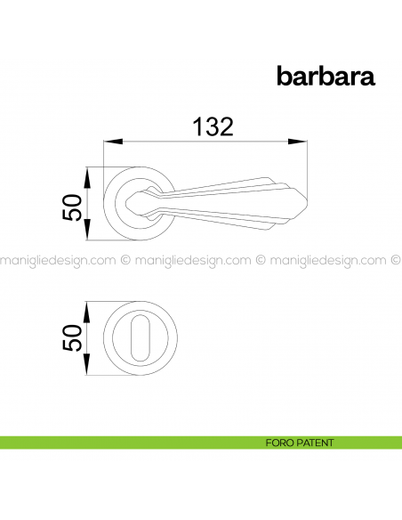 Maniglia per porta Barbara Poggi Mariani con rosetta tonda foro patent