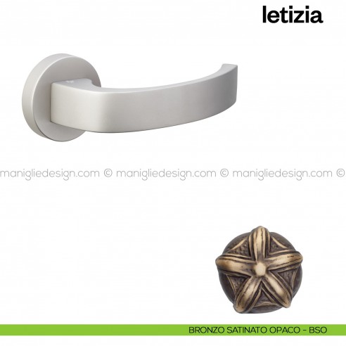 Maniglia per porta interna Letizia Poggi Mariani con rosetta tonda Bronzo satinato opaco - BSO