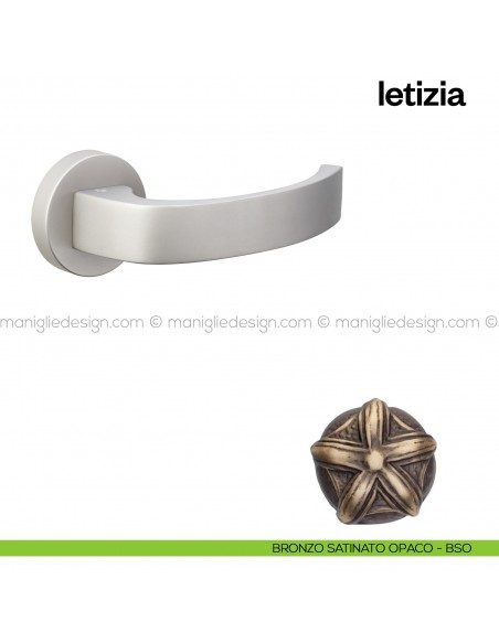 Maniglia per porta interna Letizia Poggi Mariani con rosetta tonda Bronzo satinato opaco - BSO