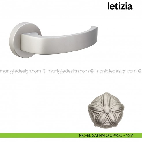 Maniglia per porta interna Letizia Poggi Mariani con rosetta tonda Nichel satinato opaco - NSV