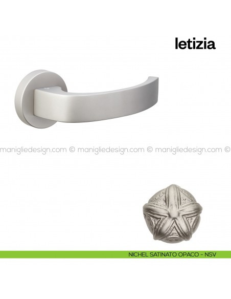 Maniglia per porta interna Letizia Poggi Mariani con rosetta tonda Nichel satinato opaco - NSV