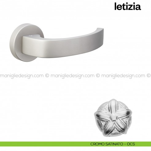 Maniglia per porta interna Letizia Poggi Mariani con rosetta tonda Cromo satinato - OCS