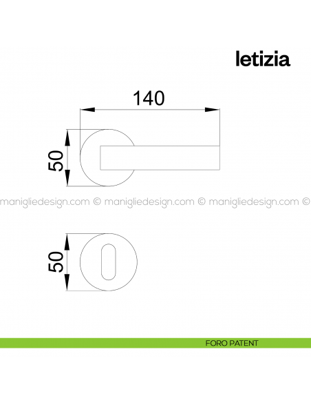 Maniglia per porta interna Letizia Poggi Mariani con rosetta tonda foro patent