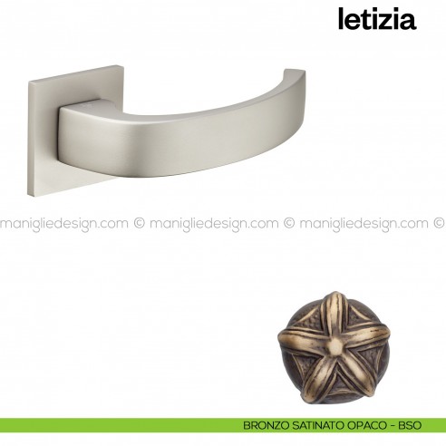 Maniglia per porta Letizia 02 Poggi Mariani con rosetta quadrata Bronzo satinato opaco - BSO