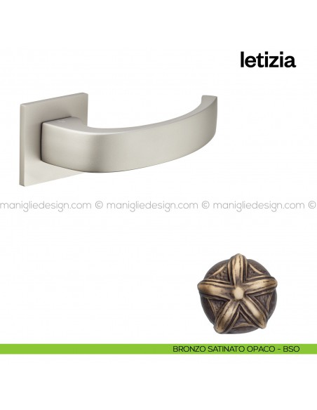 Maniglia per porta Letizia 02 Poggi Mariani con rosetta quadrata Bronzo satinato opaco - BSO