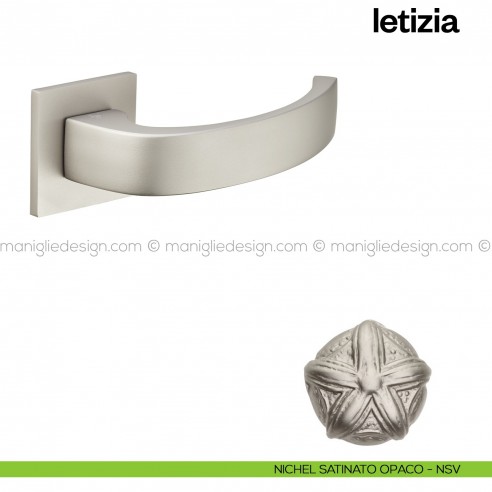 Maniglia per porta Letizia 02 Poggi Mariani con rosetta quadrata Nichel satinato opaco - NSV