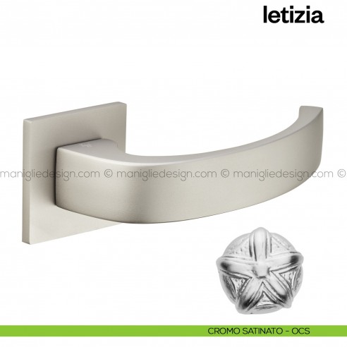 Maniglia per porta Letizia 02 Poggi Mariani con rosetta quadrata Cromo satinato - OCS