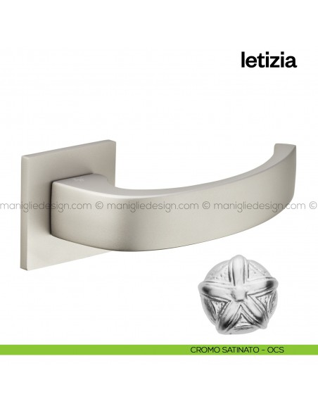 Maniglia per porta Letizia 02 Poggi Mariani con rosetta quadrata Cromo satinato - OCS