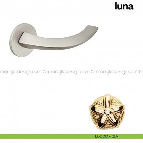 Maniglia per porta Luna Poggi Mariani con rosetta tonda lucido - OLV
