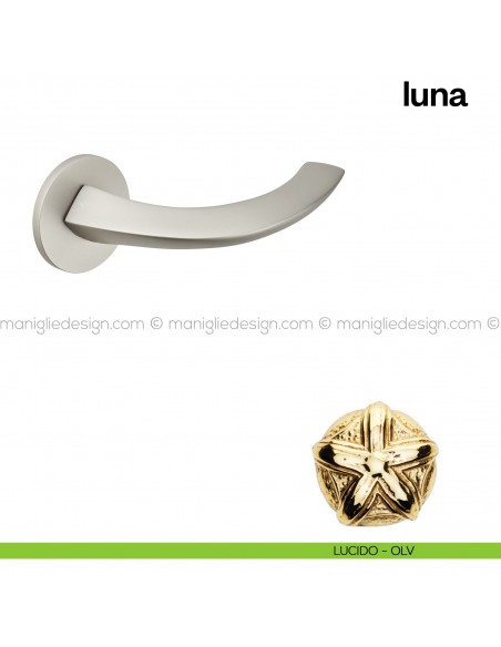 Maniglia per porta Luna Poggi Mariani con rosetta tonda lucido - OLV