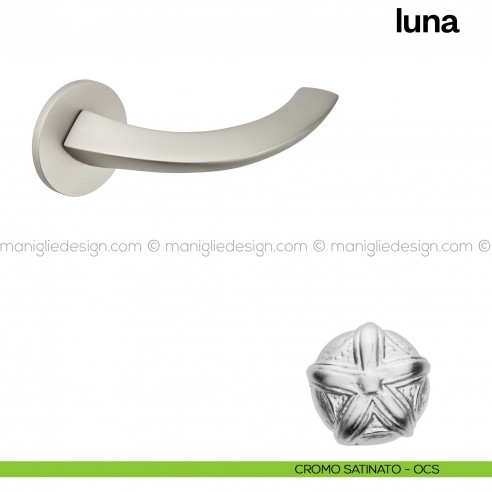 Maniglia per porta Luna Poggi Mariani con rosetta tonda cromo satinato - OCS