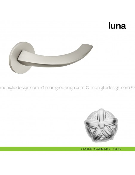 Maniglia per porta Luna Poggi Mariani con rosetta tonda cromo satinato - OCS