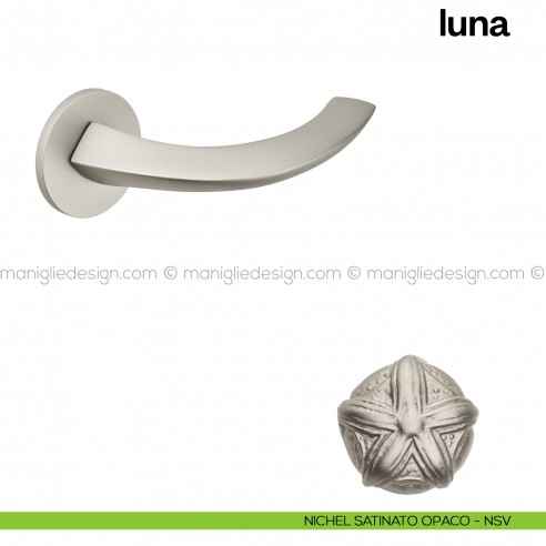 Maniglia per porta Luna Poggi Mariani con rosetta tonda nickel satinato verniciato - NSV