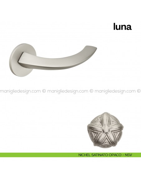 Maniglia per porta Luna Poggi Mariani con rosetta tonda nickel satinato verniciato - NSV