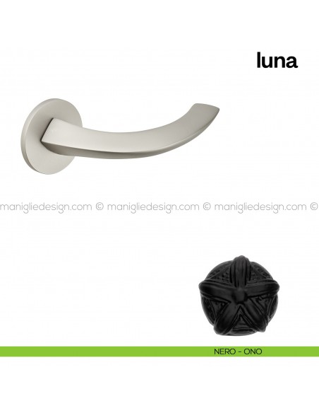 Maniglia per porta Luna Poggi Mariani con rosetta tonda nero - ONO