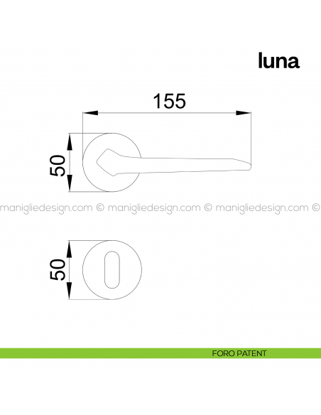 Maniglia per porta Luna Poggi Mariani con rosetta tonda foro patent