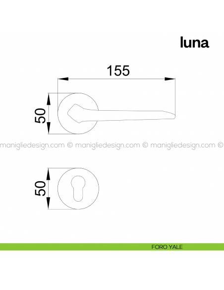 Maniglia per porta Luna Poggi Mariani con rosetta tonda foro yale