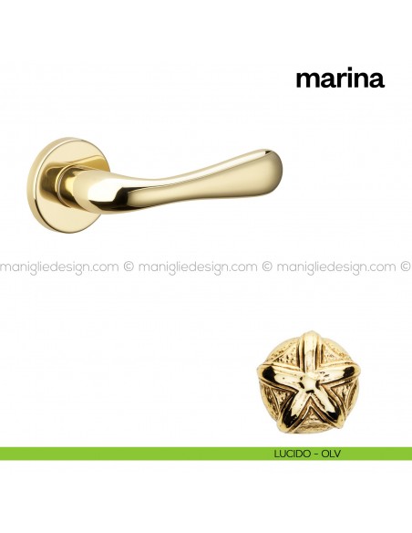 Maniglia per porta Marina Poggi Mariani con rosetta tonda lucido - OLV