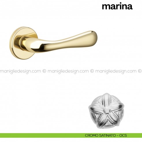 Maniglia per porta Marina Poggi Mariani con rosetta tonda cromo satinato - OCS