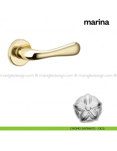 Maniglia per porta Marina Poggi Mariani con rosetta tonda cromo satinato - OCS