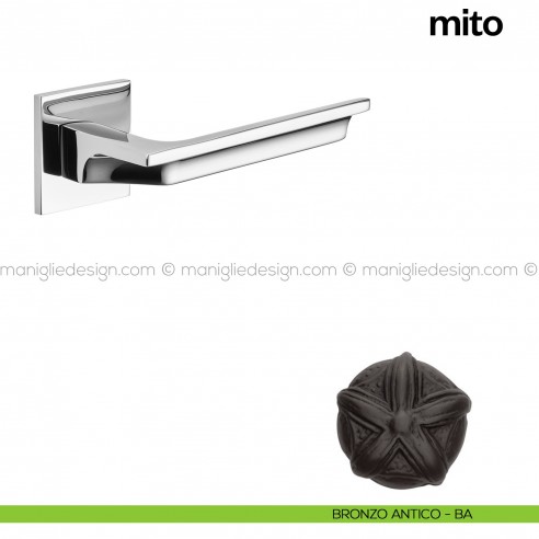 Maniglia per porta Mito Poggi Mariani con rosetta quadrata Bronzo antico - BA