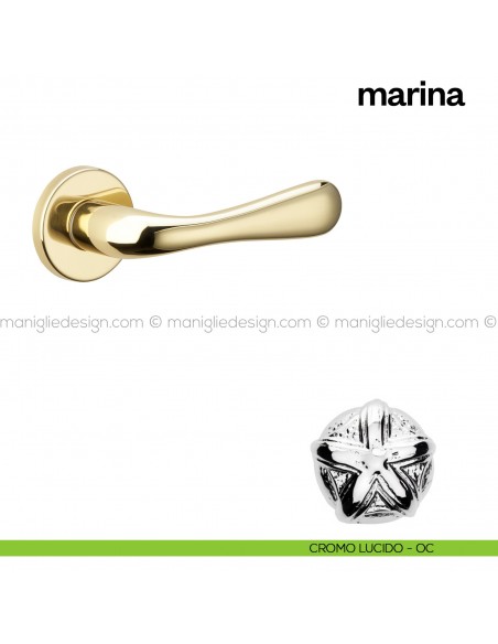 Maniglia per porta Marina Poggi Mariani con rosetta tonda cromo lucido - OC
