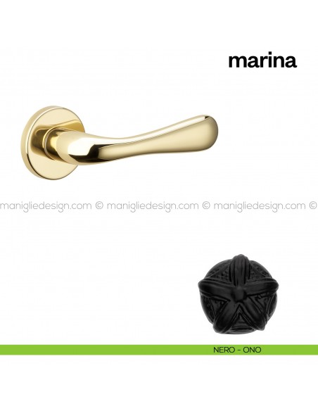 Maniglia per porta Marina Poggi Mariani con rosetta tonda nero - ONO
