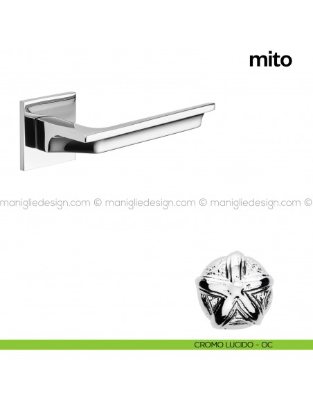 Maniglia per porta Mito Poggi Mariani con rosetta quadrata Cromo lucido - OC