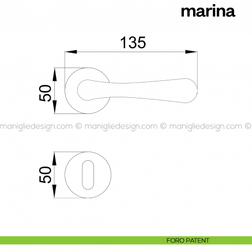 Maniglia per porta Marina Poggi Mariani con rosetta tonda foro patent