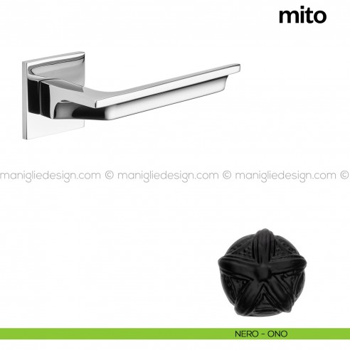 Maniglia per porta Mito Poggi Mariani con rosetta quadrata Nero - ONO