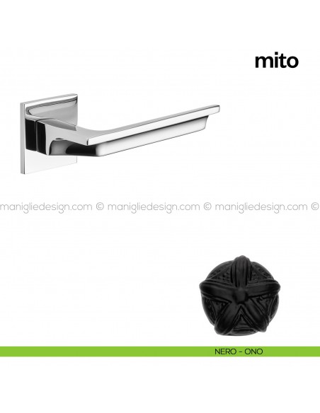 Maniglia per porta Mito Poggi Mariani con rosetta quadrata Nero - ONO