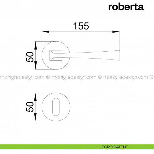 Maniglia per porta Roberta Poggi Mariani con rosetta tonda foro patent