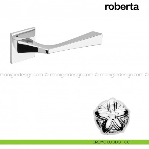 Maniglia per porta Roberta 02 Poggi Mariani con rosetta quadrata Cromo lucido - OC