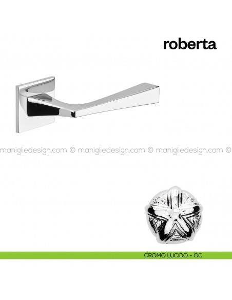 Maniglia per porta Roberta 02 Poggi Mariani con rosetta quadrata Cromo lucido - OC