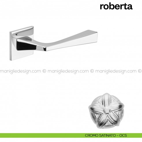 Maniglia per porta Roberta 02 Poggi Mariani con rosetta quadrata Cromo satinato - OCS