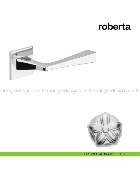 Maniglia per porta Roberta 02 Poggi Mariani con rosetta quadrata Cromo satinato - OCS