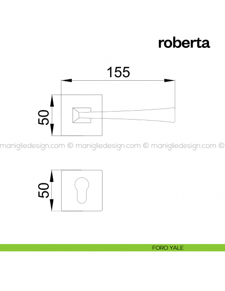 Maniglia per porta Roberta 02 Poggi Mariani con rosetta quadrata foro yale