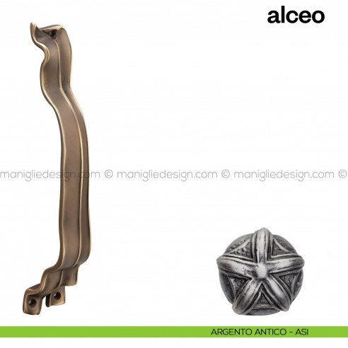 Maniglione per porta Alceo Poggi Mariani singolo argento antico - ASI