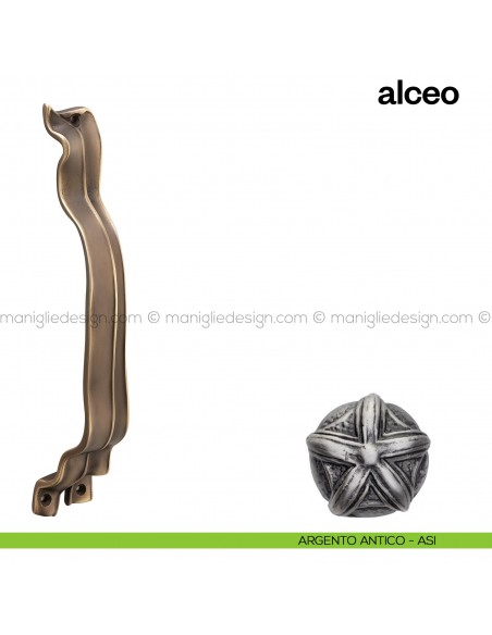 Maniglione per porta Alceo Poggi Mariani singolo argento antico - ASI