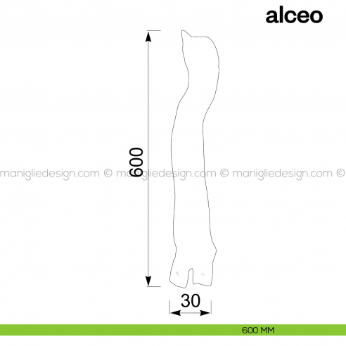 Maniglione per porta Alceo Poggi Mariani singolo misura 600 mm