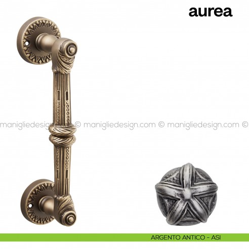 Maniglione per porta Aurea Poggi Mariani singolo argento antico - ASI