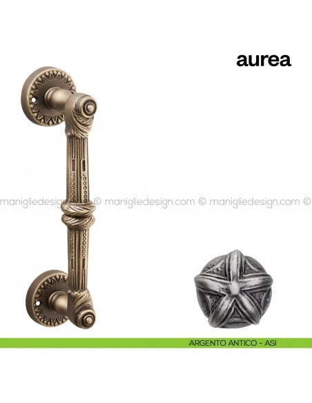 Maniglione per porta Aurea Poggi Mariani singolo argento antico - ASI