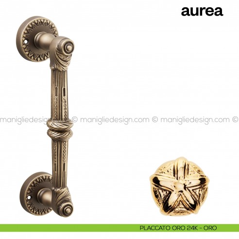 Maniglione per porta Aurea Poggi Mariani singolo placcato oro 24K - ORO