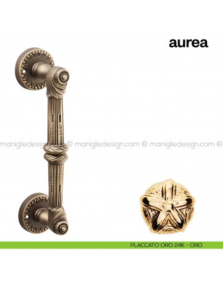Maniglione per porta Aurea Poggi Mariani singolo placcato oro 24K - ORO