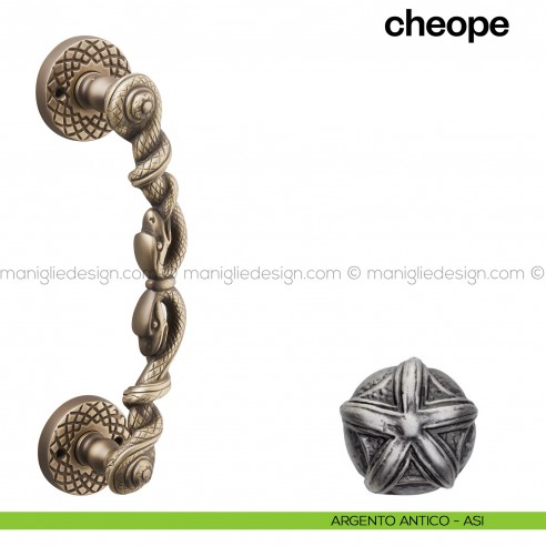 Maniglione per porta Cheope Poggi Mariani singolo  Argento antico - ASI