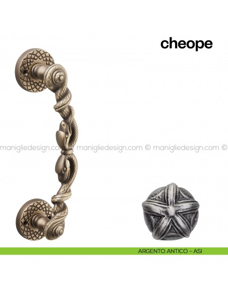 Maniglione per porta Cheope Poggi Mariani singolo  Argento antico - ASI