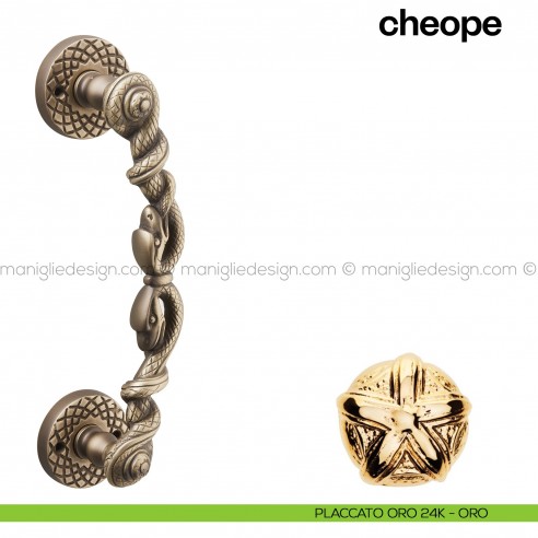 Maniglione per porta Cheope Poggi Mariani singolo Placcato oro 24K - ORO