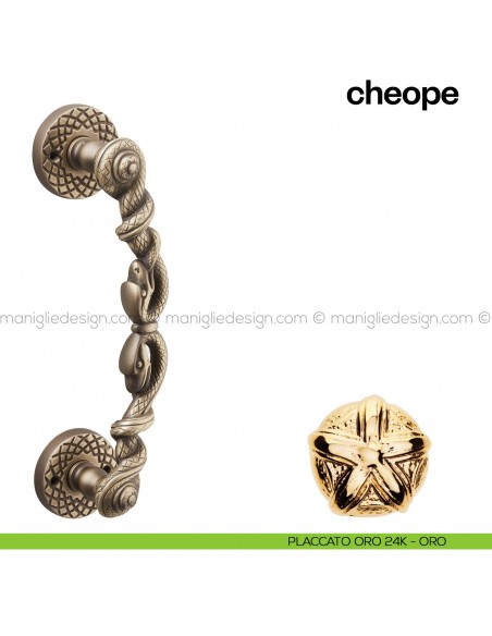 Maniglione per porta Cheope Poggi Mariani singolo Placcato oro 24K - ORO