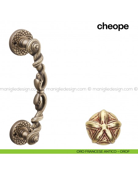 Maniglione per porta Cheope Poggi Mariani singolo Oro francese antico - OROF